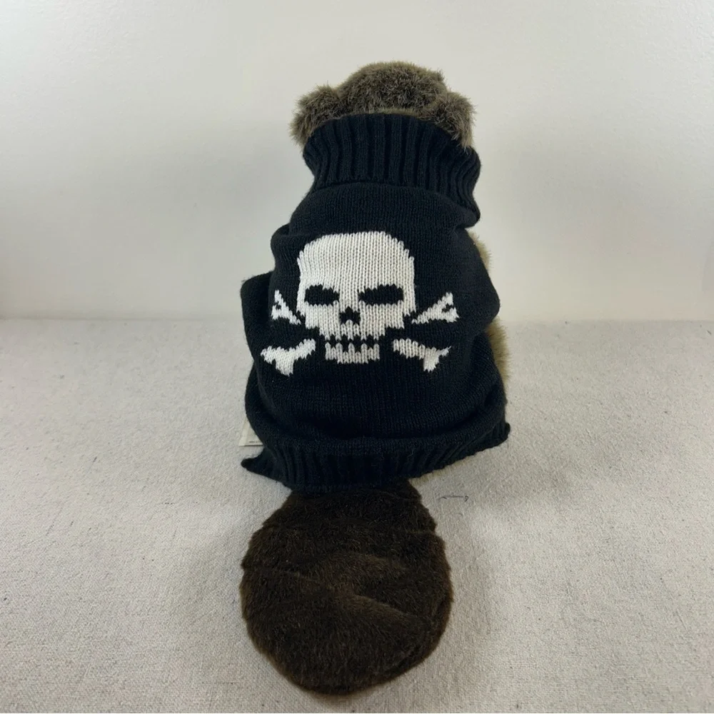 Skull & Crossbones Black & White Knit Dog Sweater